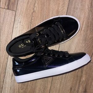 Guess Shiny Black Sneakers with White Trim